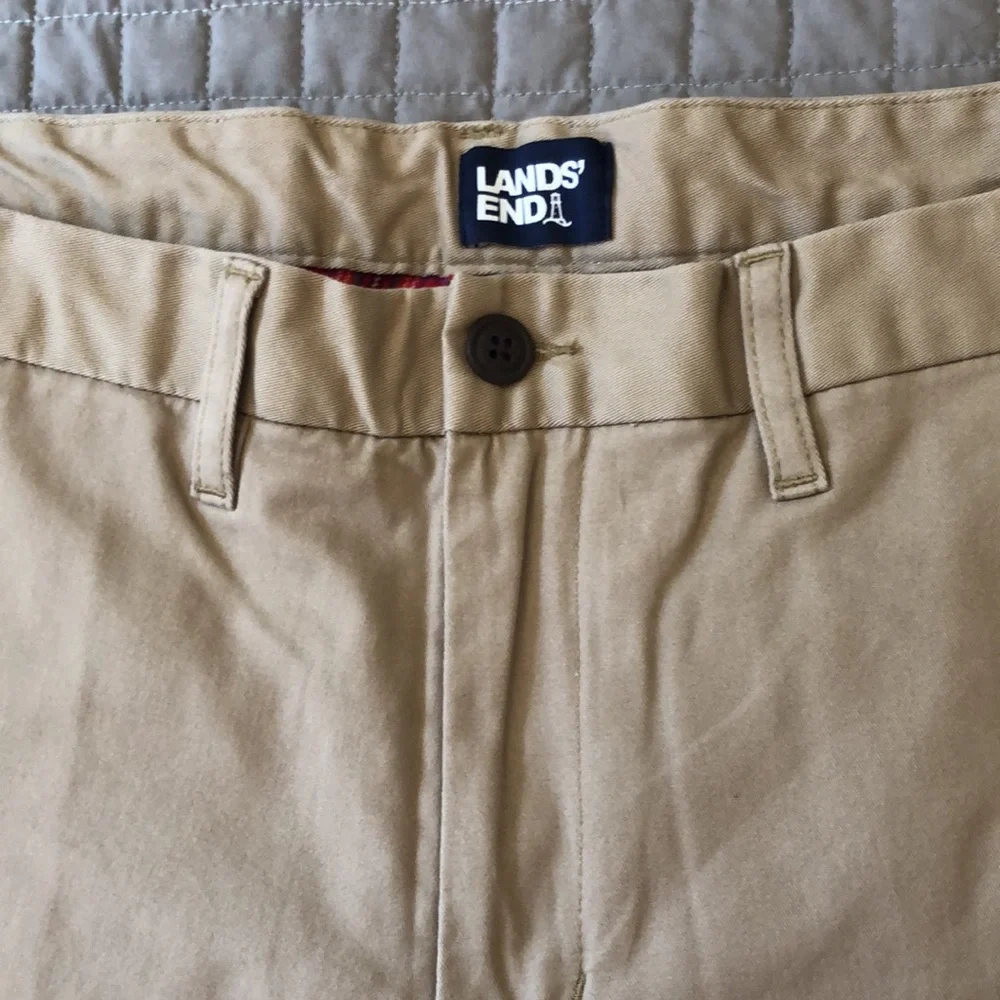 🆕 Land’s End Flannel Lined Tan Khakis - Picture 4 of 10